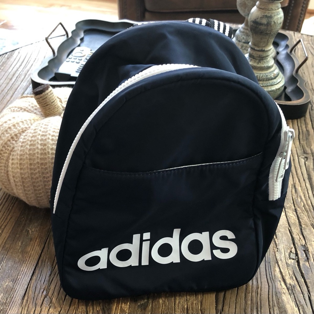Adidas Navy and White Small Backpack